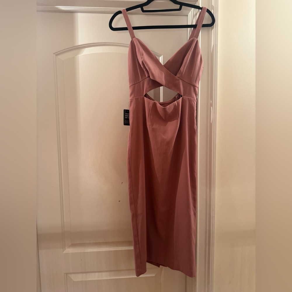 Adorable Express Dusty Pink Cut Out Midi Dress